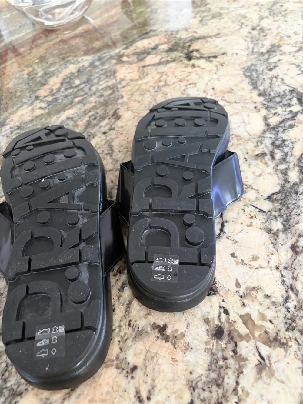Prada Black Men’s Thong Sandals with Red Logo Insole